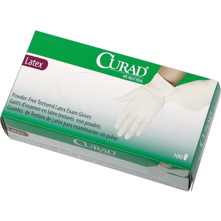Curad Disposable Gloves, 5.9 mil Palm, Latex, Powder-Free, XL, 90 PK, White MIICUR8107